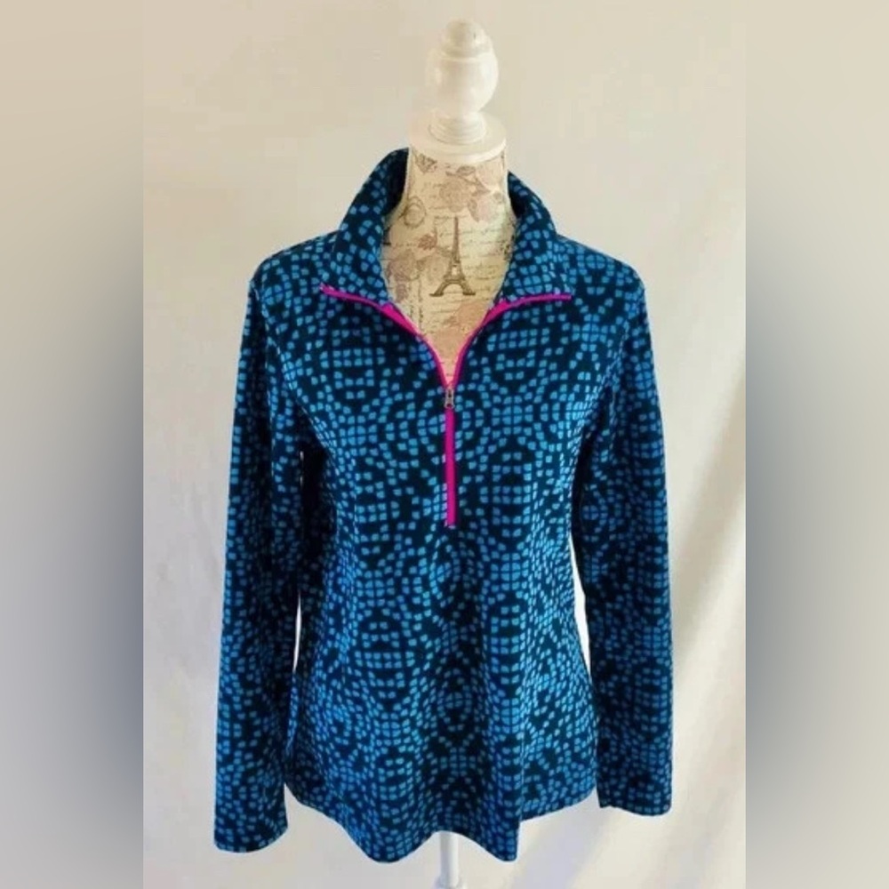 COLUMBIA Women's Blue & Pink Geometric Pullover lightweight Jacket.Size Medium. - Picture 2 of 5